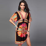 Boho V Neck Tunic Mini Dress