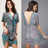 Boho V Neck Tunic Mini Dress