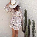Boho Chic V Neck Ruffle Mini Dress