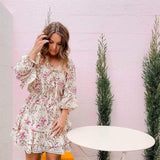 Boho Chic V Neck Ruffle Mini Dress