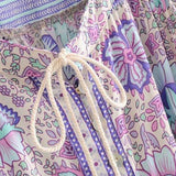 Boho Lilac Floral Print Mini Dress