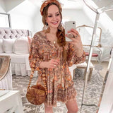 Boho Gypsy Floral Print Dress