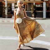 Boho Leopard Print Strappy Summer Dress