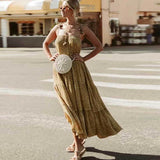 Boho Leopard Print Strappy Summer Dress