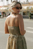 Boho Leopard Print Strappy Summer Dress
