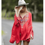 Long Sleeve Embroidery Hippie Top