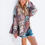 Boho Floral Chiffon Loose Blouse
