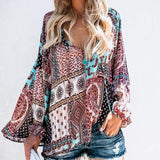Boho Floral Chiffon Loose Blouse