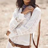 Boho White Lace Floral Embroidery Blouse (Top Only)