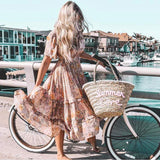 Boho Hippie Floral Print Dress