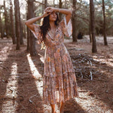 Boho Hippie Floral Print Dress