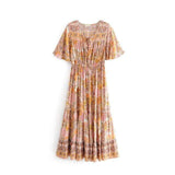Boho Hippie Floral Print Dress