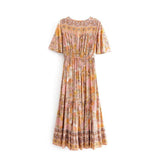 Boho Hippie Floral Print Dress