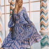 Boho Long Sleeve Floral Print Dress