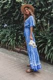 Boho Floral Print Button Down Dress