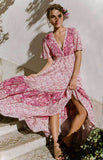 Pink Floral Print Dress