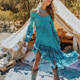 Boho Gypsy Off Shoulder Floral Print Dress
