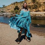 Boho Gypsy Off Shoulder Floral Print Dress
