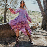 Boho Gypsy Off Shoulder Floral Print Dress