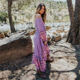Boho Gypsy Off Shoulder Floral Print Dress