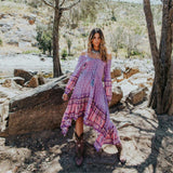 Boho Gypsy Off Shoulder Floral Print Dress