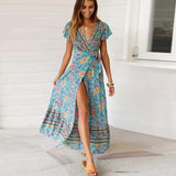 Boho V-Neck Wrap Dress