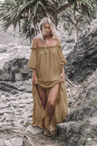 Off Shoulder Ruffles Bohemian Maxi Dress