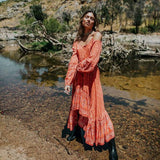 Boho Gypsy Off Shoulder Floral Print Dress