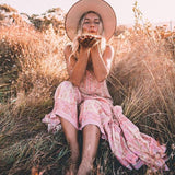 Spaghetti Strap Boho Floral Print Maxi Dress