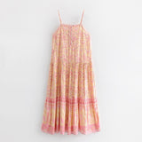 Spaghetti Strap Boho Floral Print Maxi Dress