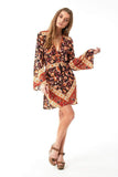 Boho Floral Print Mini Dress