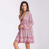Boho Summer Long Sleeve Print Dress