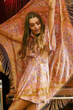 Boho Floral Print Ruffles Dress