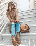 Khaki Knit Cardigan with Pockets