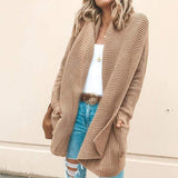 Khaki Knit Cardigan with Pockets