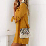Lace-up Bow Tie Pullover Dress