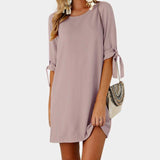 Lace-up Bow Tie Pullover Dress