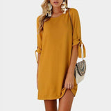 Lace-up Bow Tie Pullover Dress