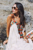 Boho Inspired Floral Embroidery Summer Dress