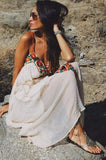 Boho Inspired Floral Embroidery Summer Dress