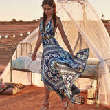 Boho Inspired Floral Print Backless Dress