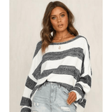 Loose Boho Pullover Striped Knit Pullover