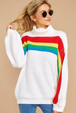 Bohemian Rainbow Striped Turtleneck Sweater