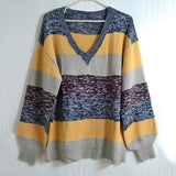Multi Color Striped V Neck Sweater