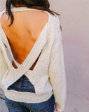 Backless Criss Cross Knit Sweater