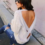 Backless Criss Cross Knit Sweater