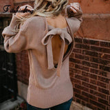 Backless Bow-Knot Sweater