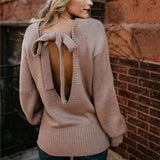 Backless Bow-Knot Sweater