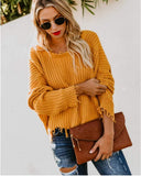 Yellow V Neck Knit Sweater