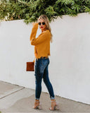 Yellow V Neck Knit Sweater